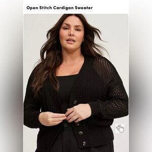 NWT Torrid Open Stitch Cardigan Sweater - Deep Black 3x